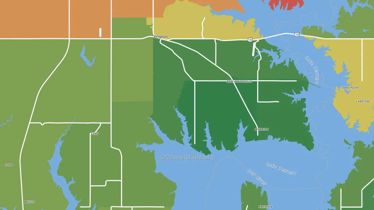 Kingston, OK Map of Murder Rates