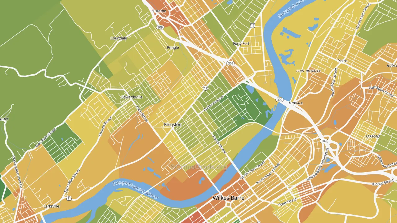 Kingston, PA Map of Murder Rates