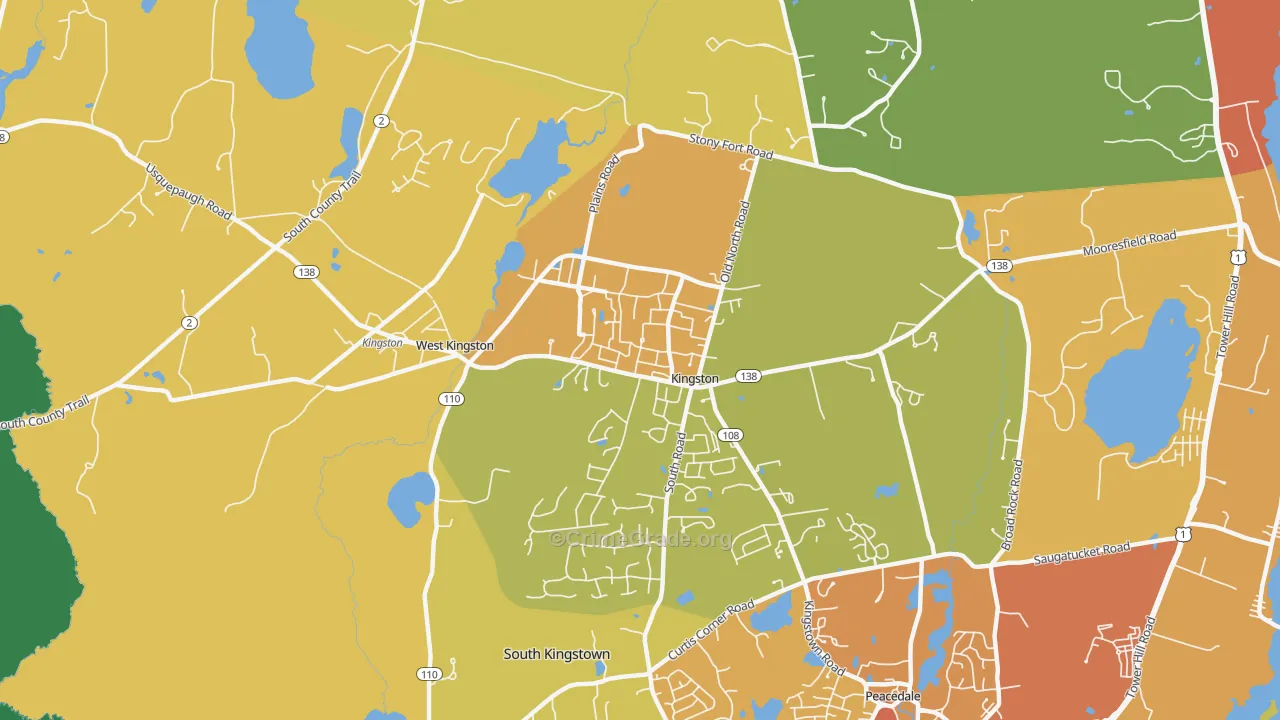Kingston, RI Map of Murder Rates