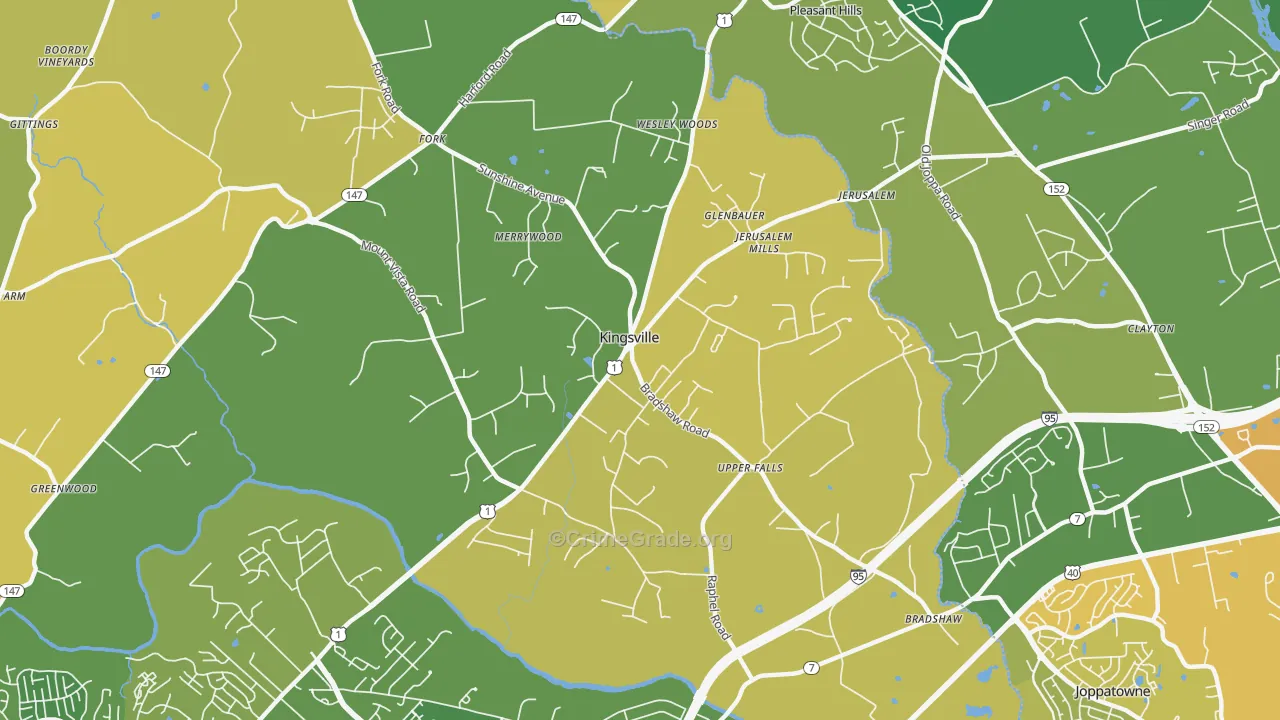 Kingsville, MD Map of Murder Rates