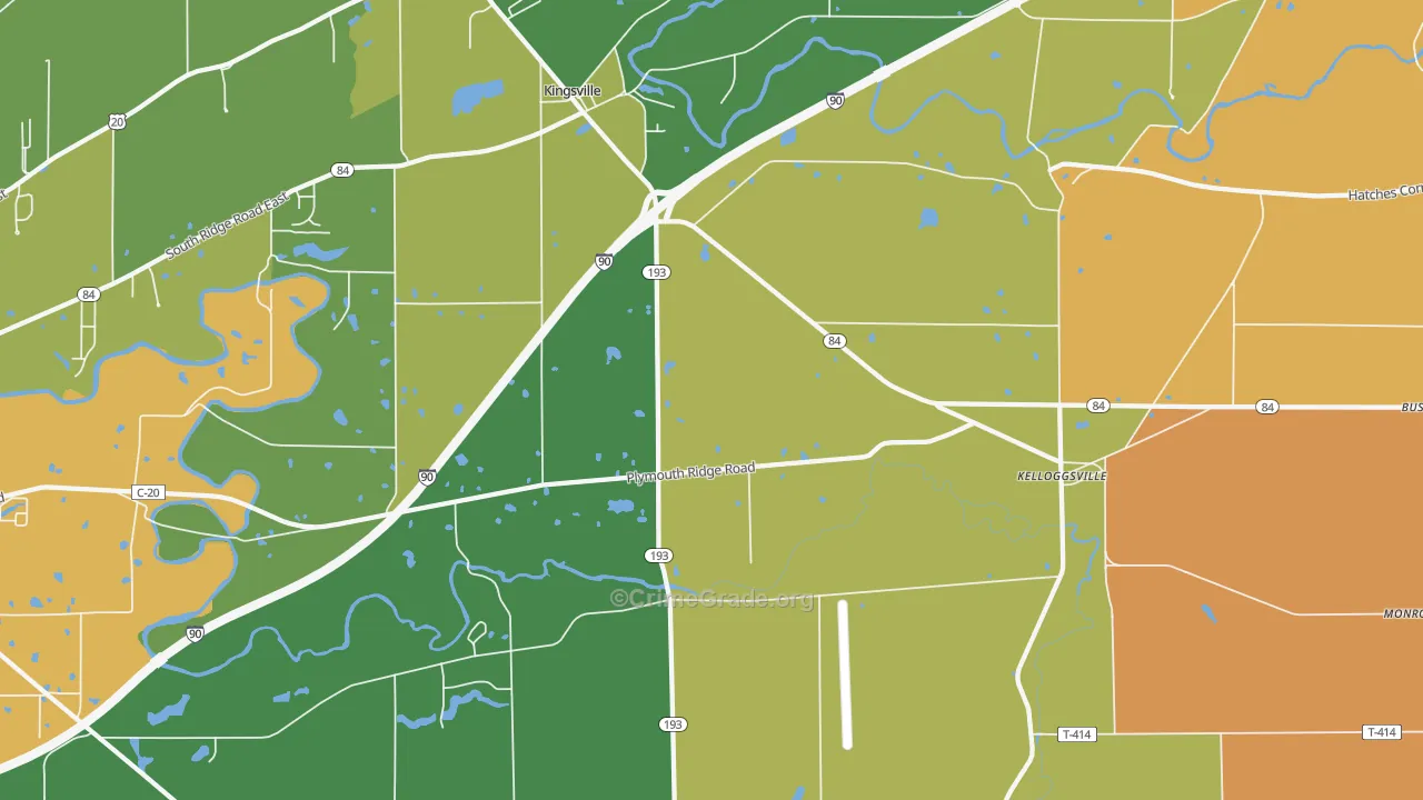 Kingsville, OH Map of Murder Rates