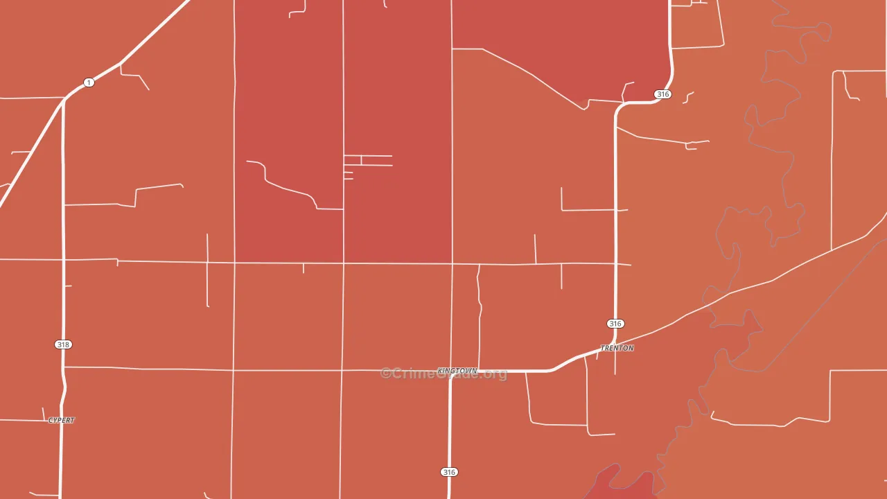 Kingtown, AR Map of Murder Rates