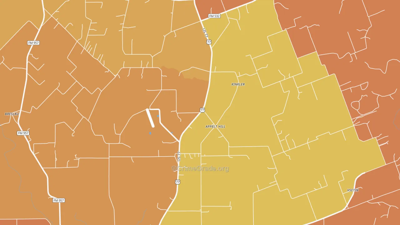 Kinkler, TX Map of Murder Rates