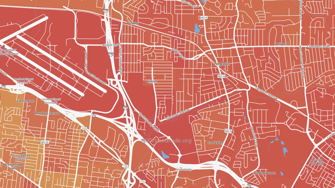 Kinloch, MO Map of Murder Rates