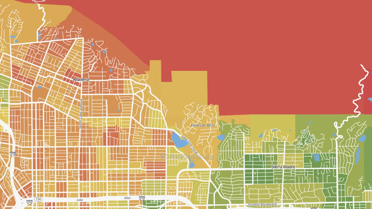 Kinneloa Mesa, CA Map of Murder Rates