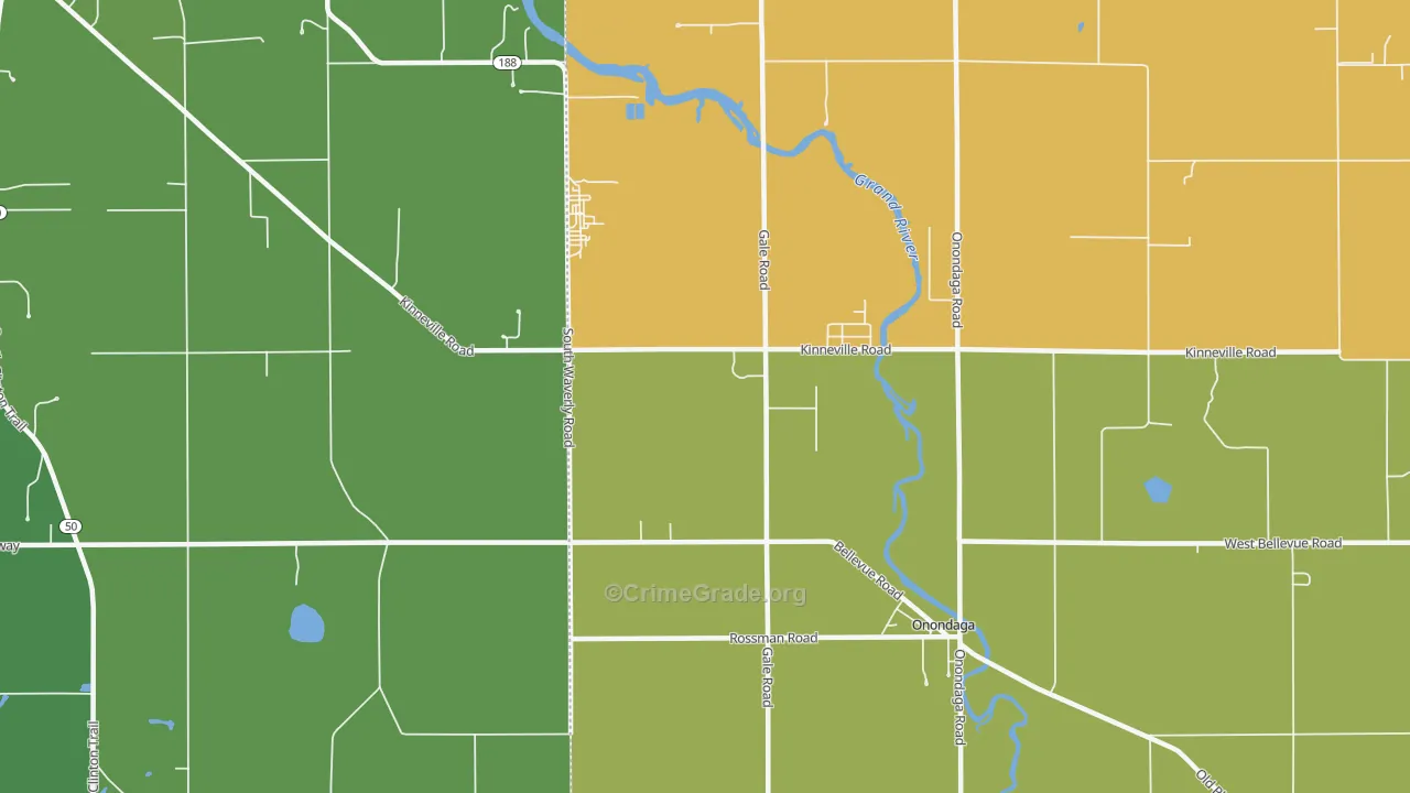 Kinneville, MI Map of Murder Rates