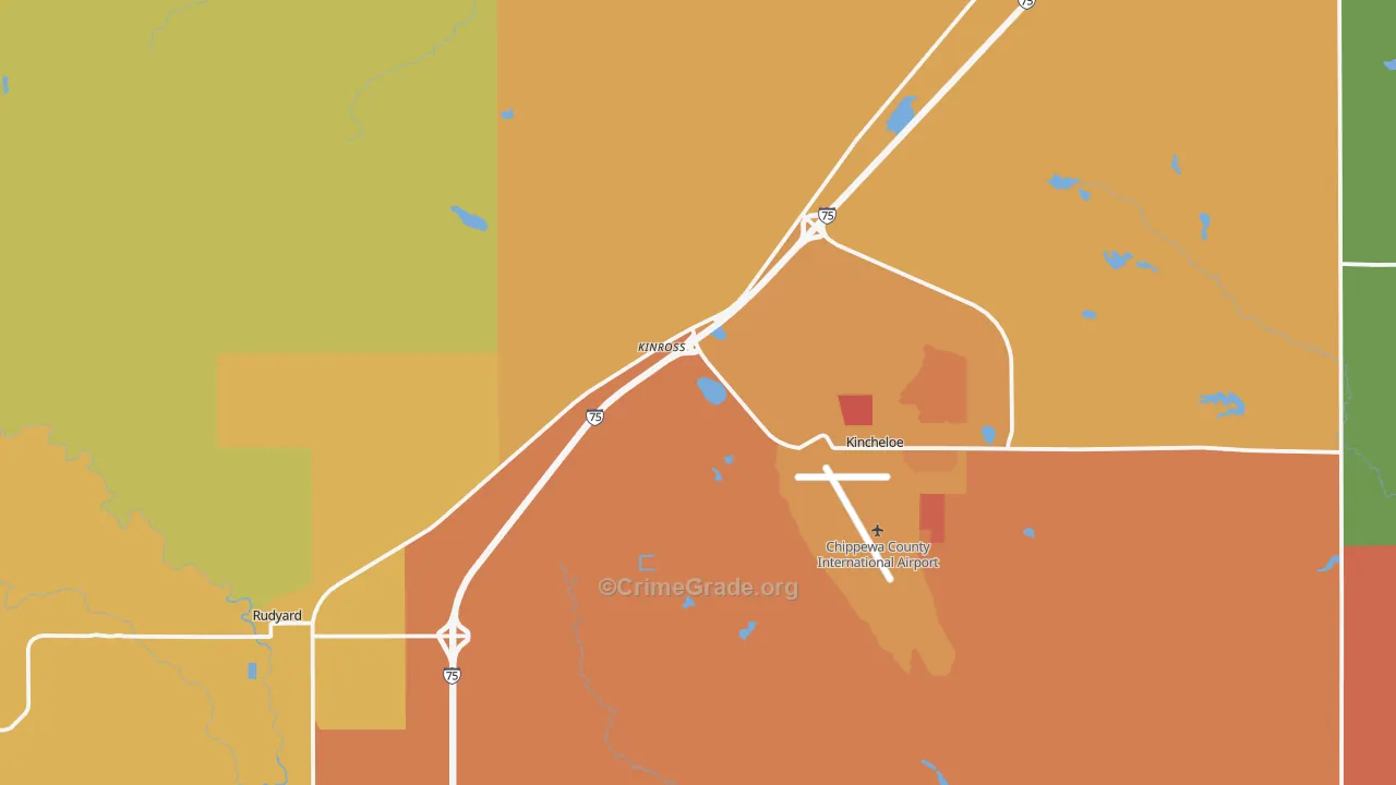 Kinross, MI Map of Murder Rates