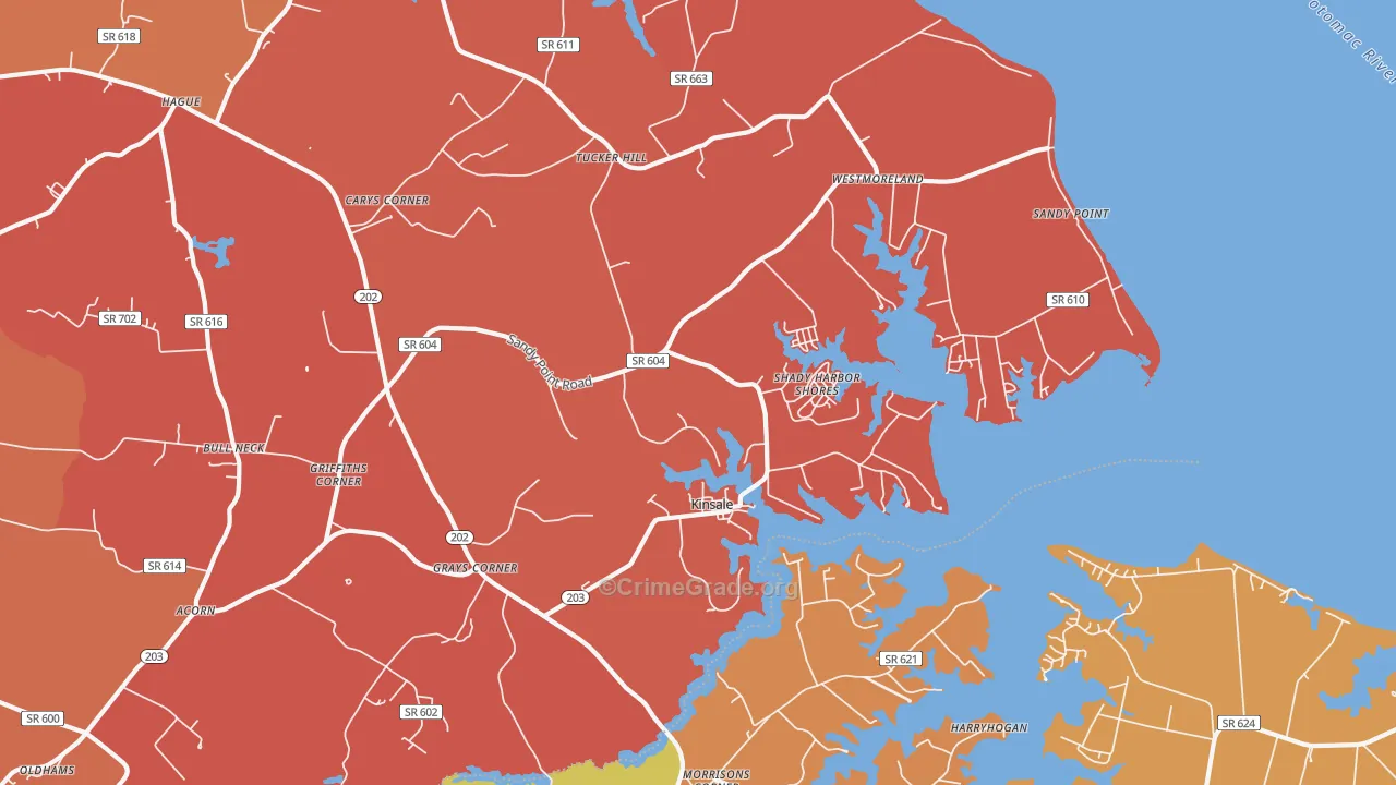 Kinsale, VA Map of Murder Rates