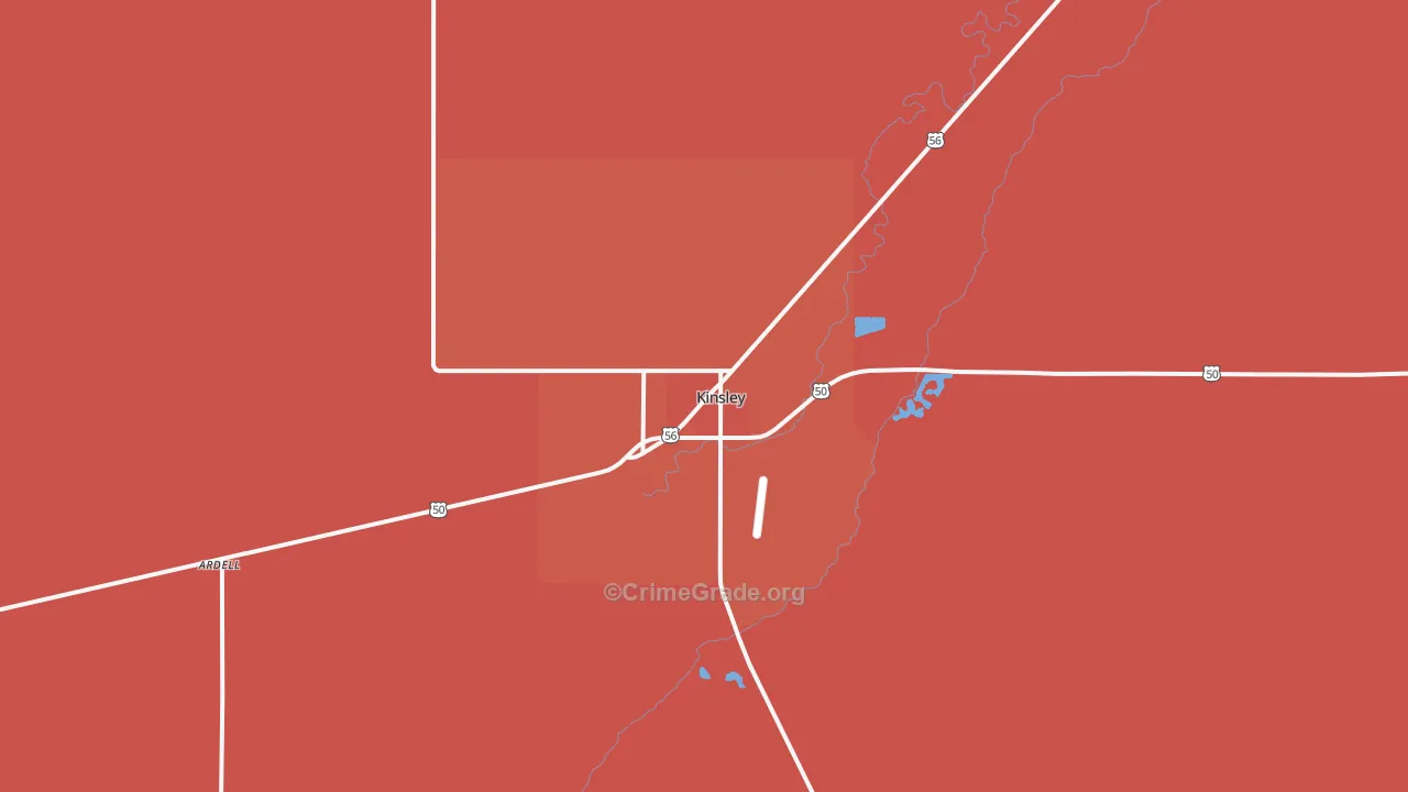 Kinsley, KS Map of Murder Rates