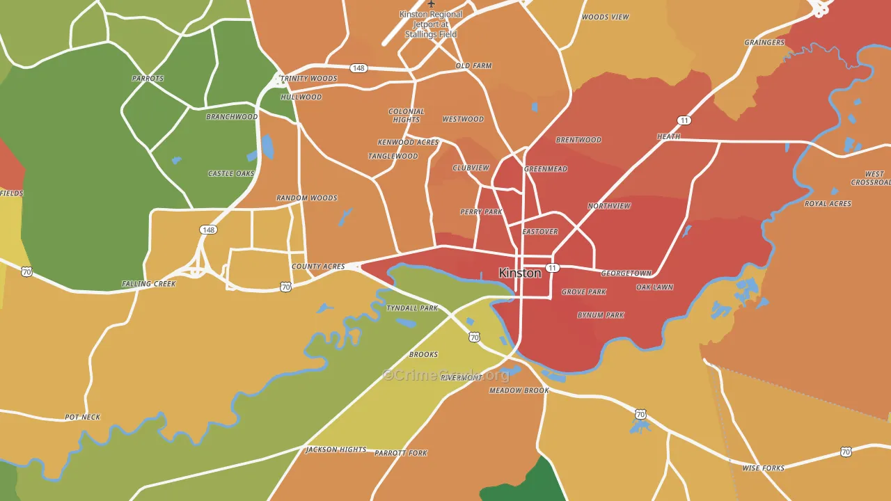 Kinston, NC Map of Murder Rates