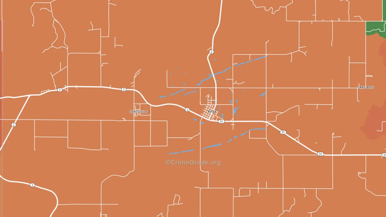 Kinta, OK Map of Murder Rates