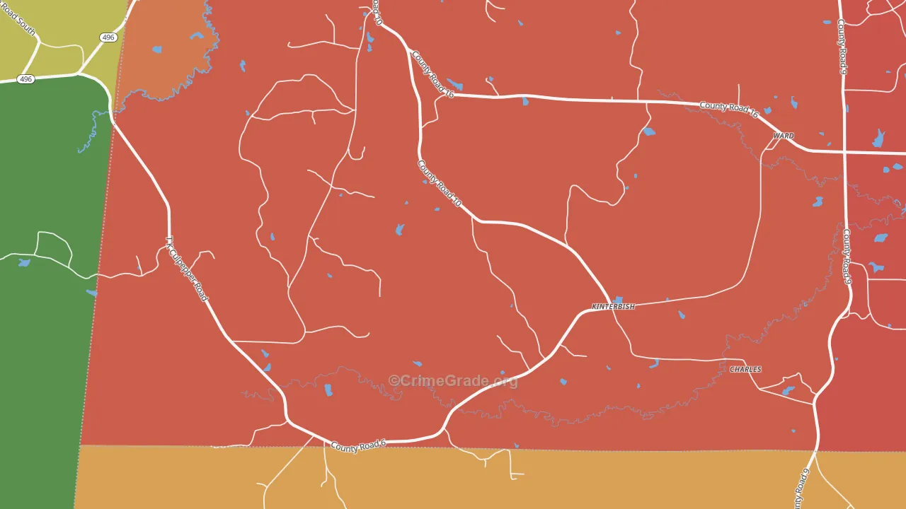 Kinterbish, AL Map of Murder Rates