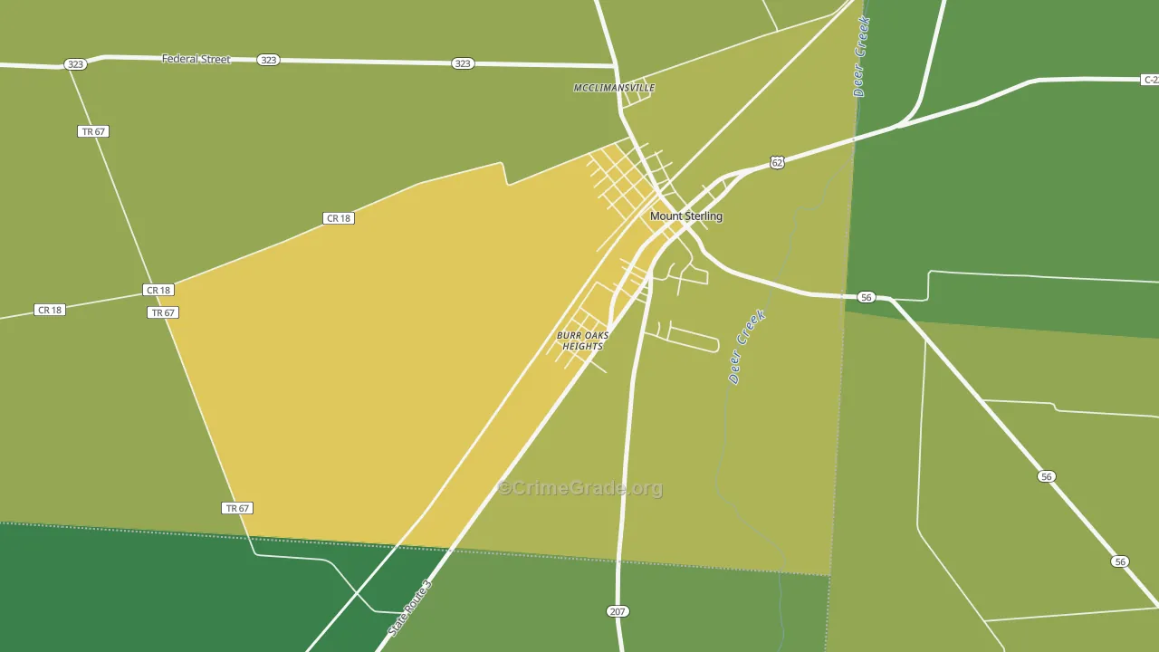 Kiousville, OH Map of Murder Rates