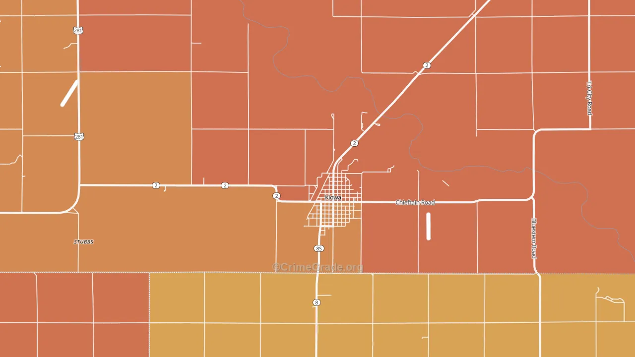 Kiowa, KS Map of Murder Rates