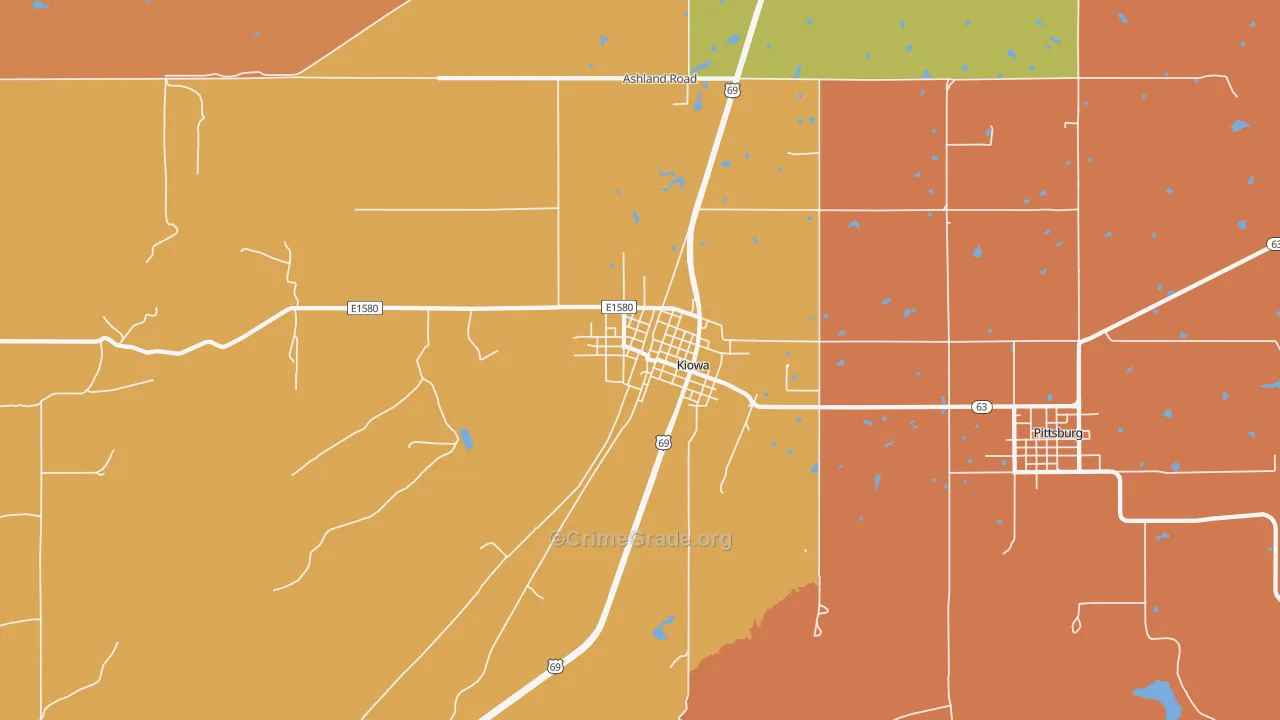 Kiowa, OK Map of Murder Rates