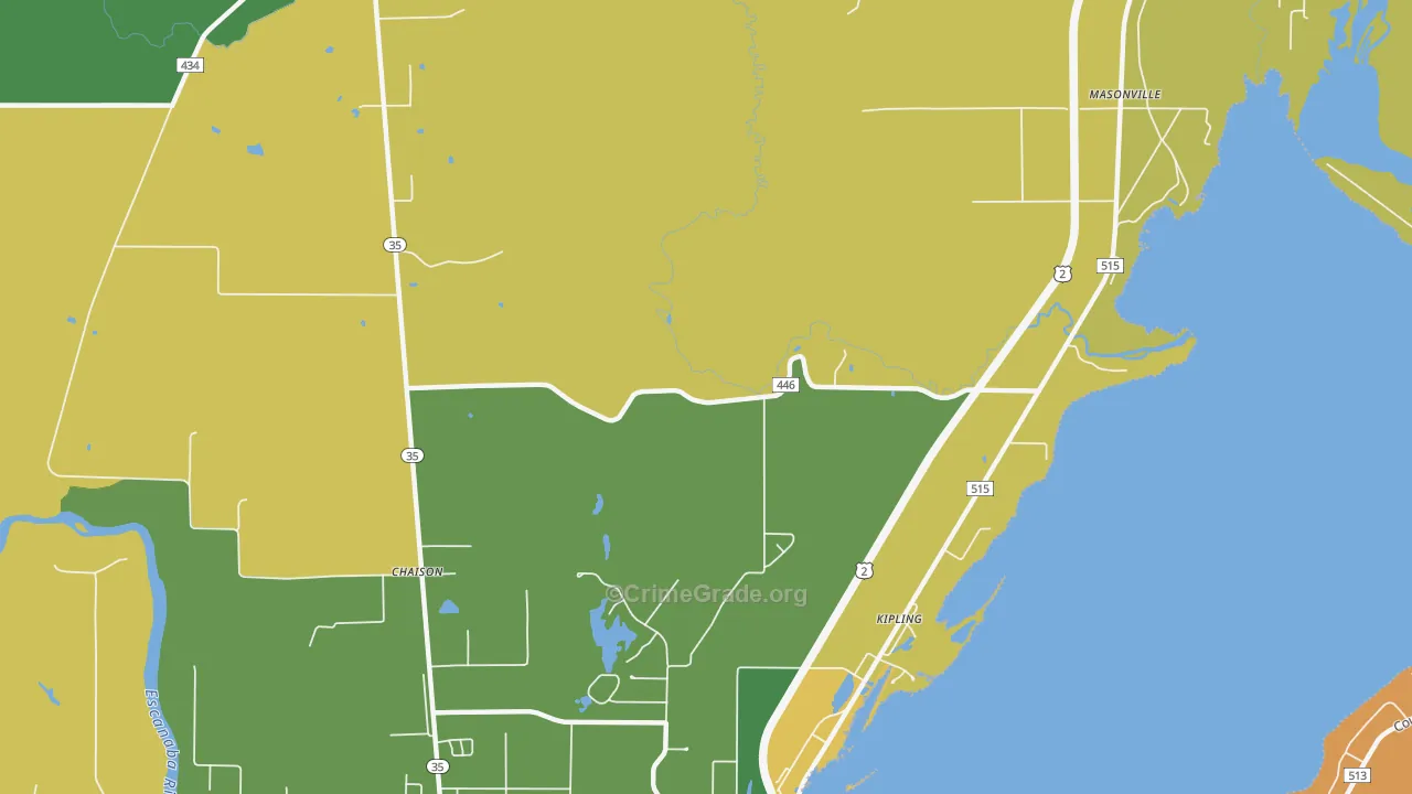 Kipling, MI Map of Murder Rates