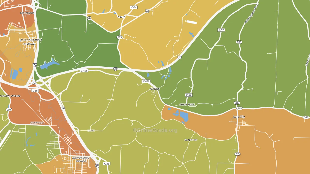 Kipling, OH Map of Murder Rates