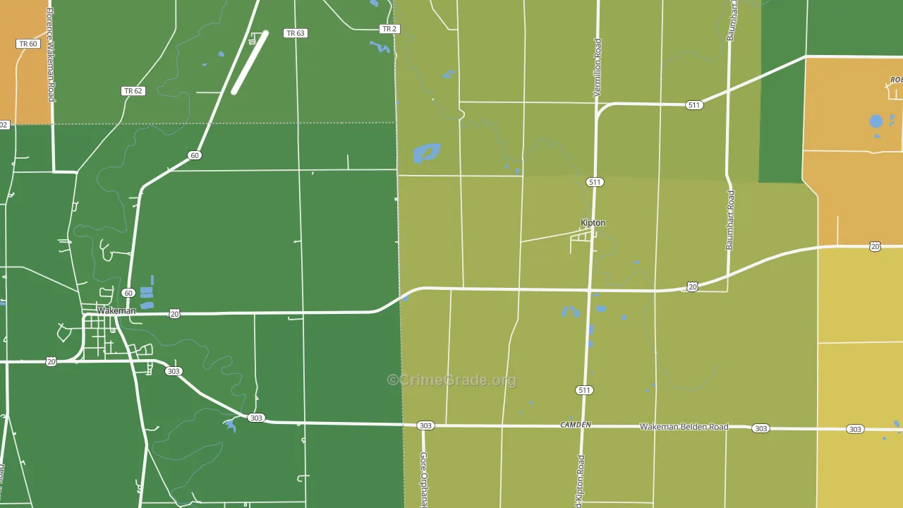Kipton, OH Map of Murder Rates