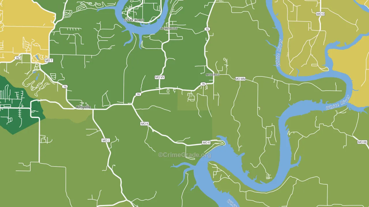 Kirbyville, MO Map of Murder Rates