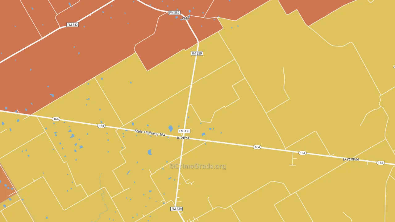 Kirk, TX Map of Murder Rates