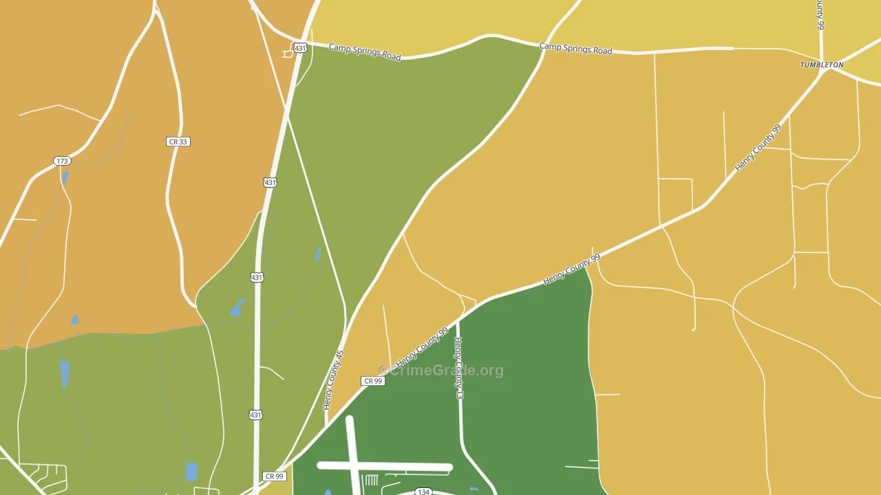 Kirklands Crossroads, AL Map of Murder Rates