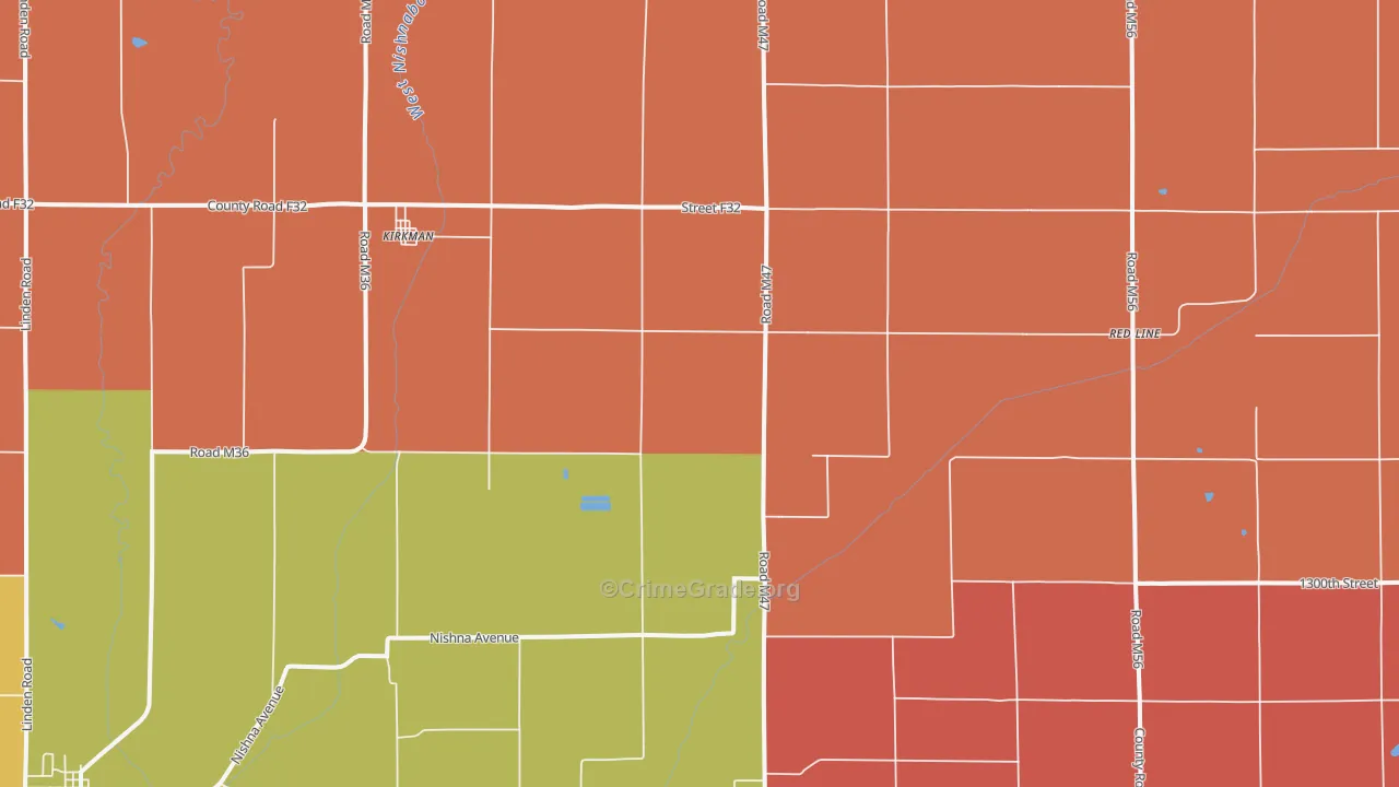 Kirkman, IA Map of Murder Rates