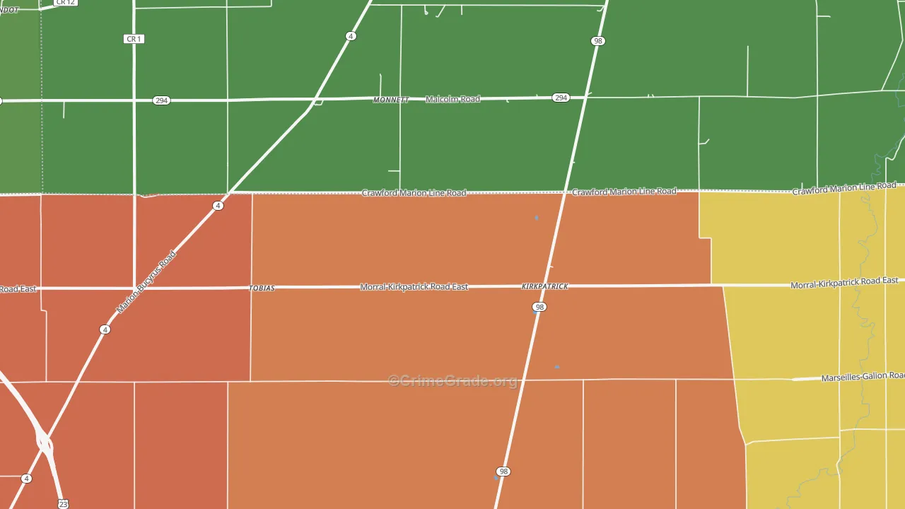 Kirkpatrick, OH Map of Murder Rates