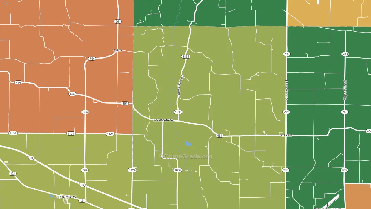 Kirksey, KY Map of Murder Rates