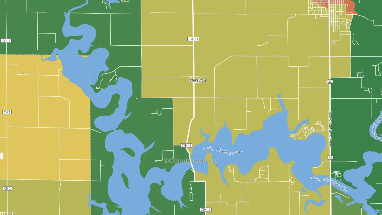 Kirksville, IL Map of Murder Rates