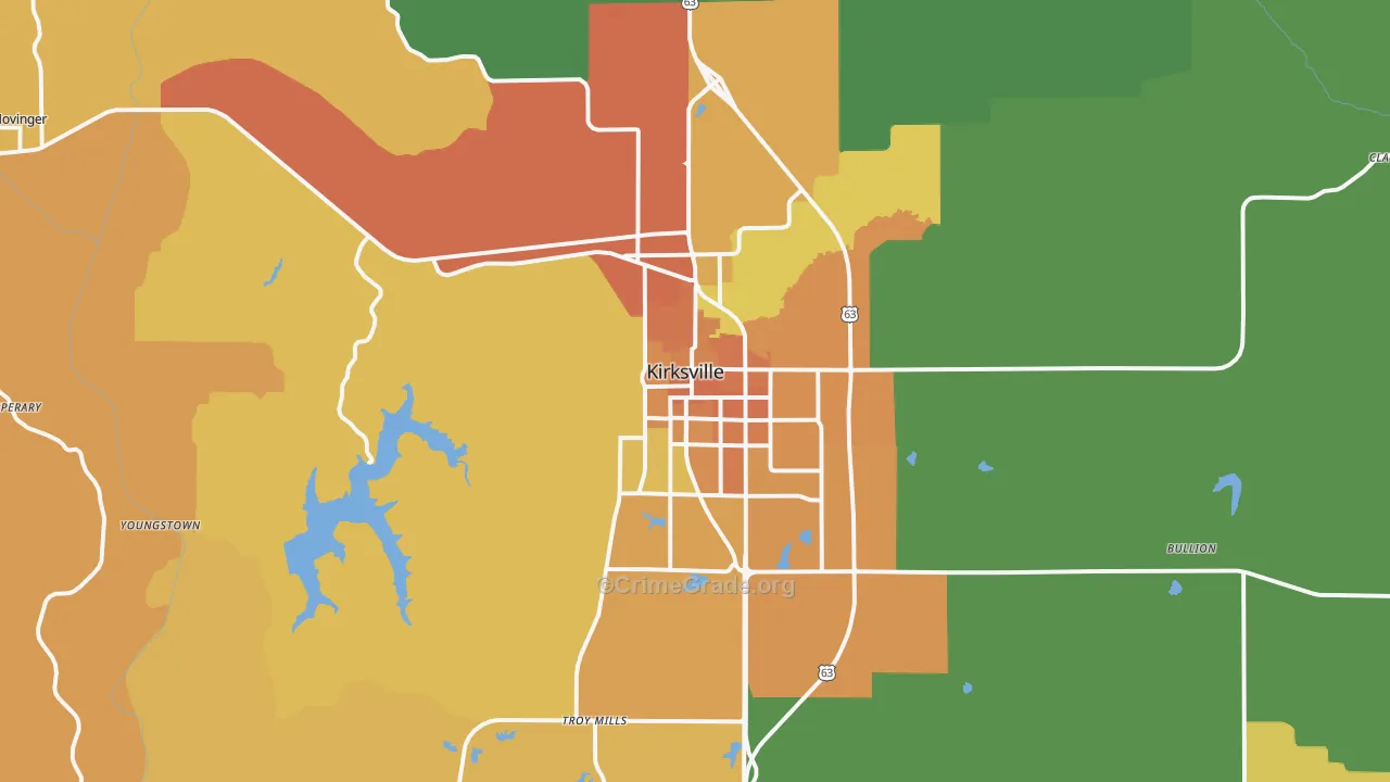 Kirksville, MO Map of Murder Rates