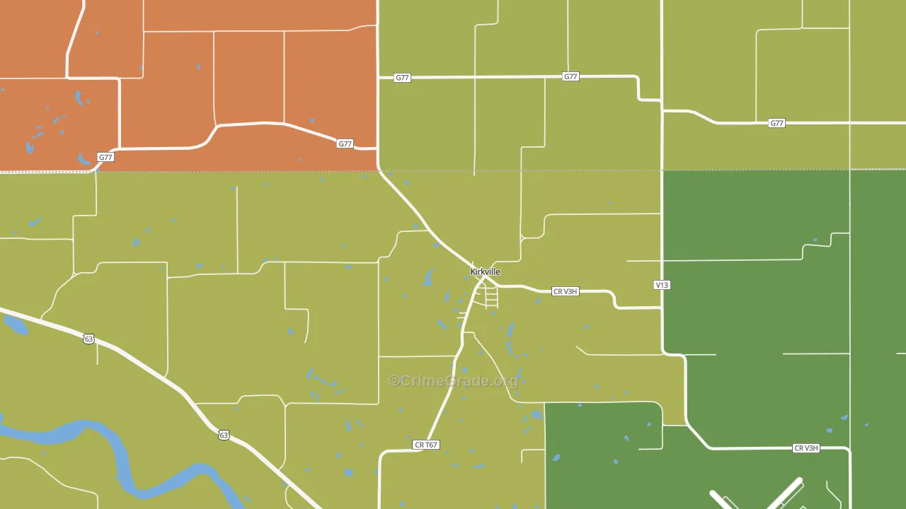 Kirkville, IA Map of Murder Rates