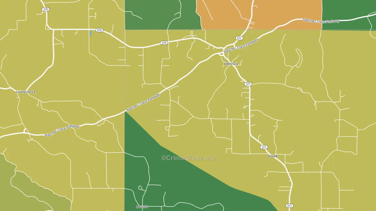 Kirkville, MS Map of Murder Rates
