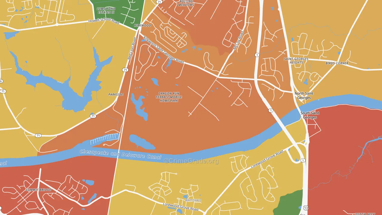 Kirkwood, DE Map of Murder Rates