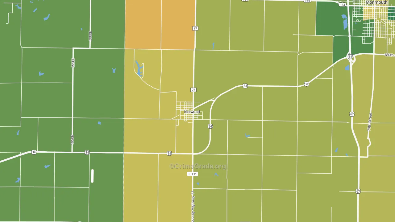 Kirkwood, IL Map of Murder Rates