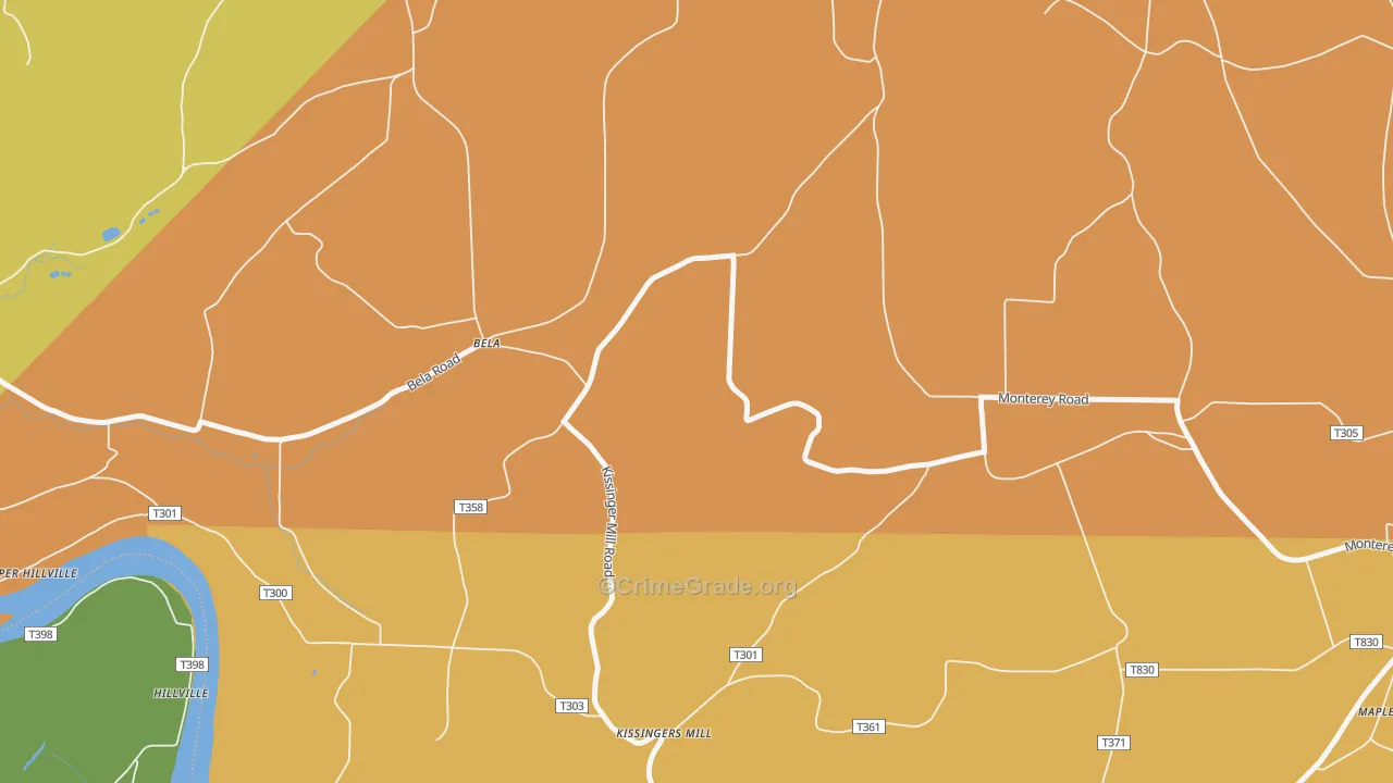 Kissingers Mill, PA Map of Murder Rates