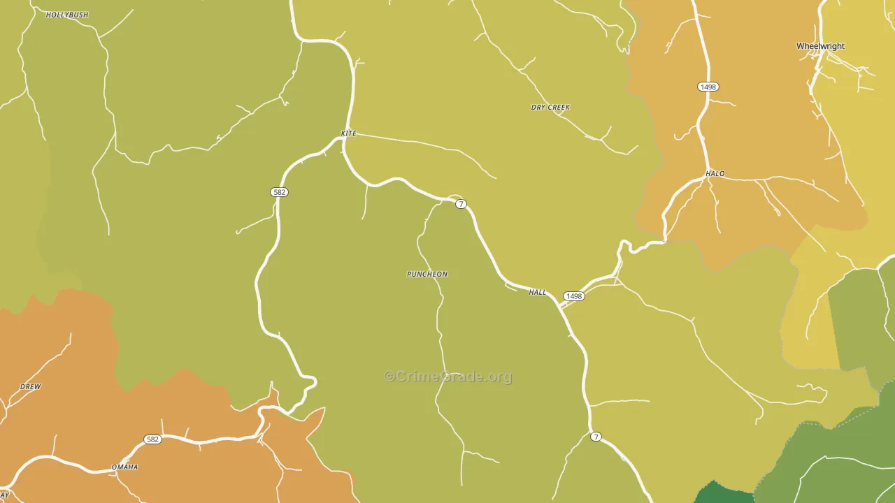 Kite, KY Map of Murder Rates