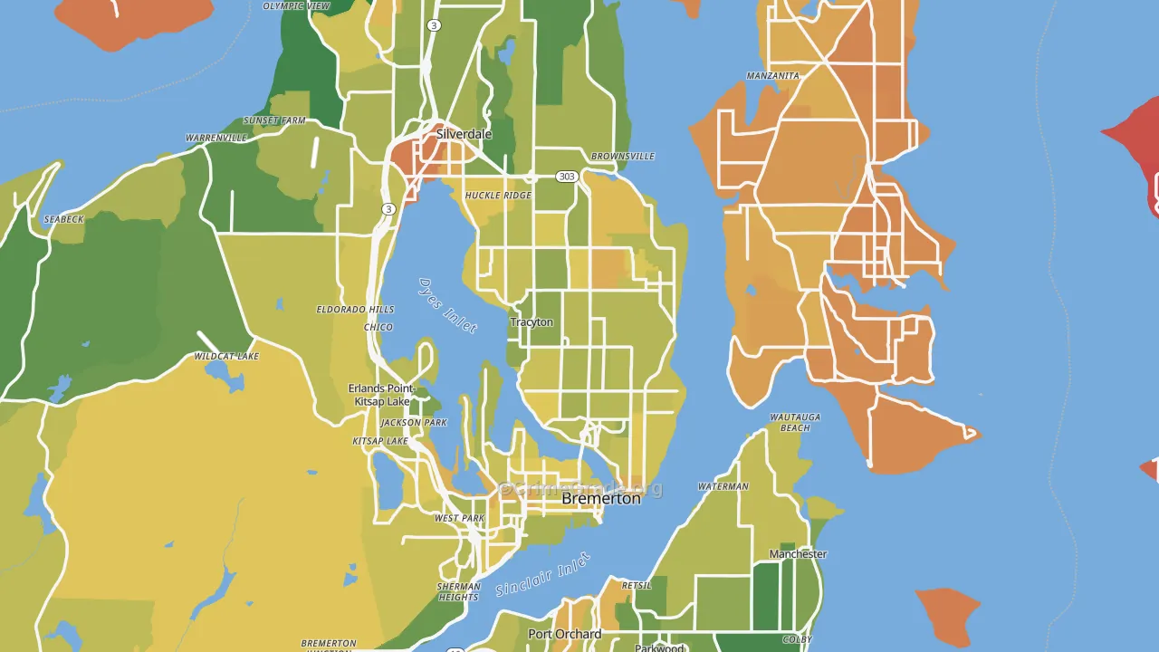 Kitsap County, WA Map of Murder Rates