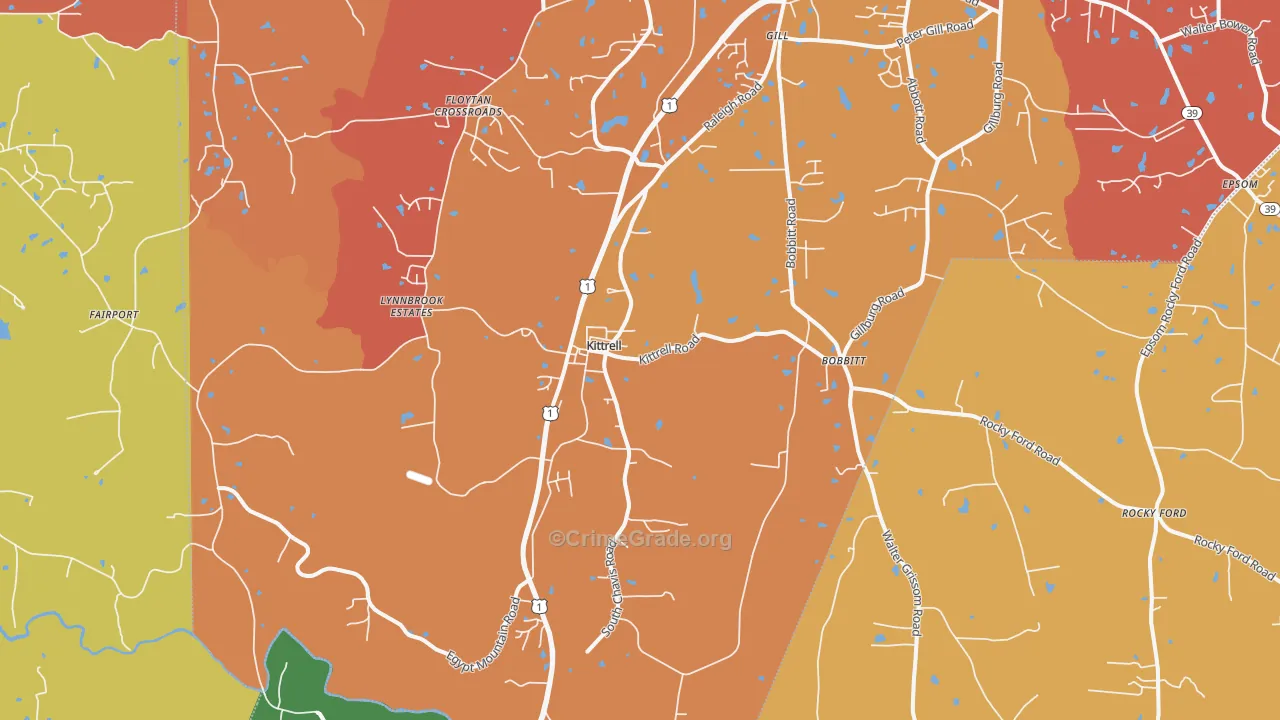 Kittrell, NC Map of Murder Rates