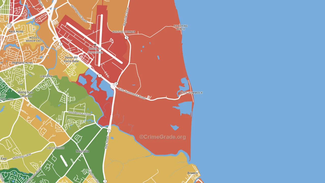 Kitts Hummock, DE Map of Murder Rates