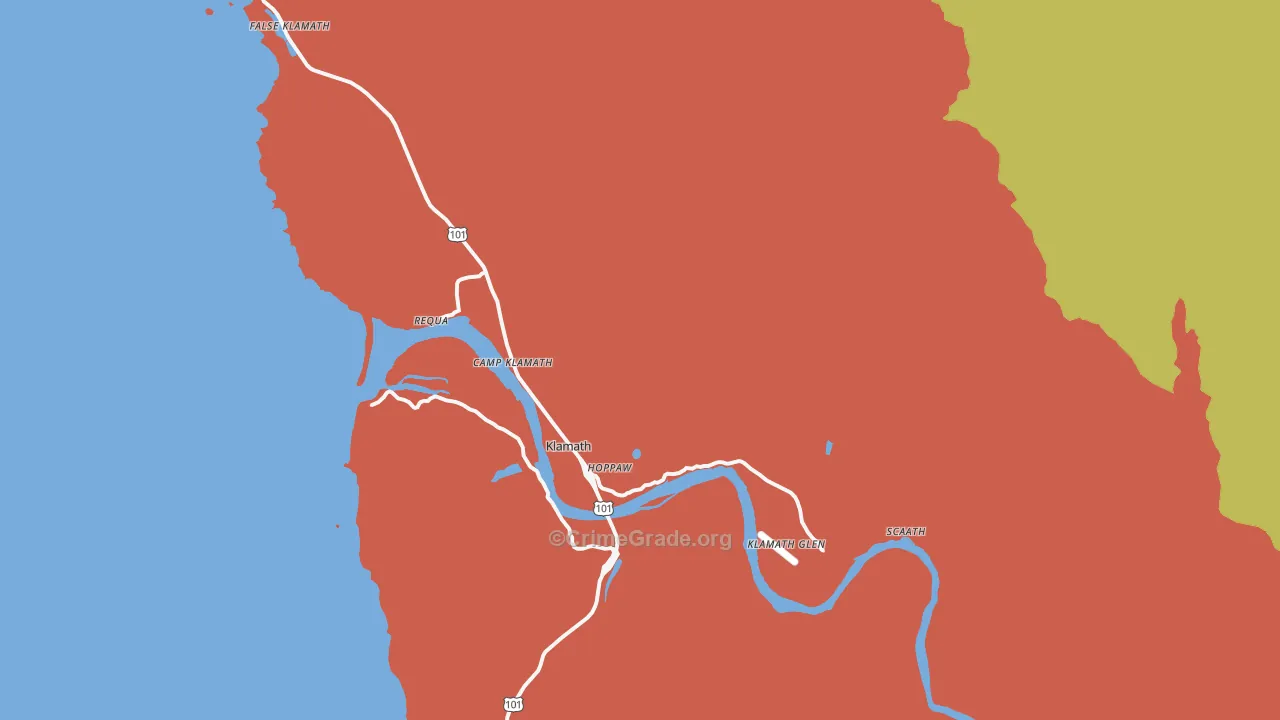 Klamath, CA Map of Murder Rates
