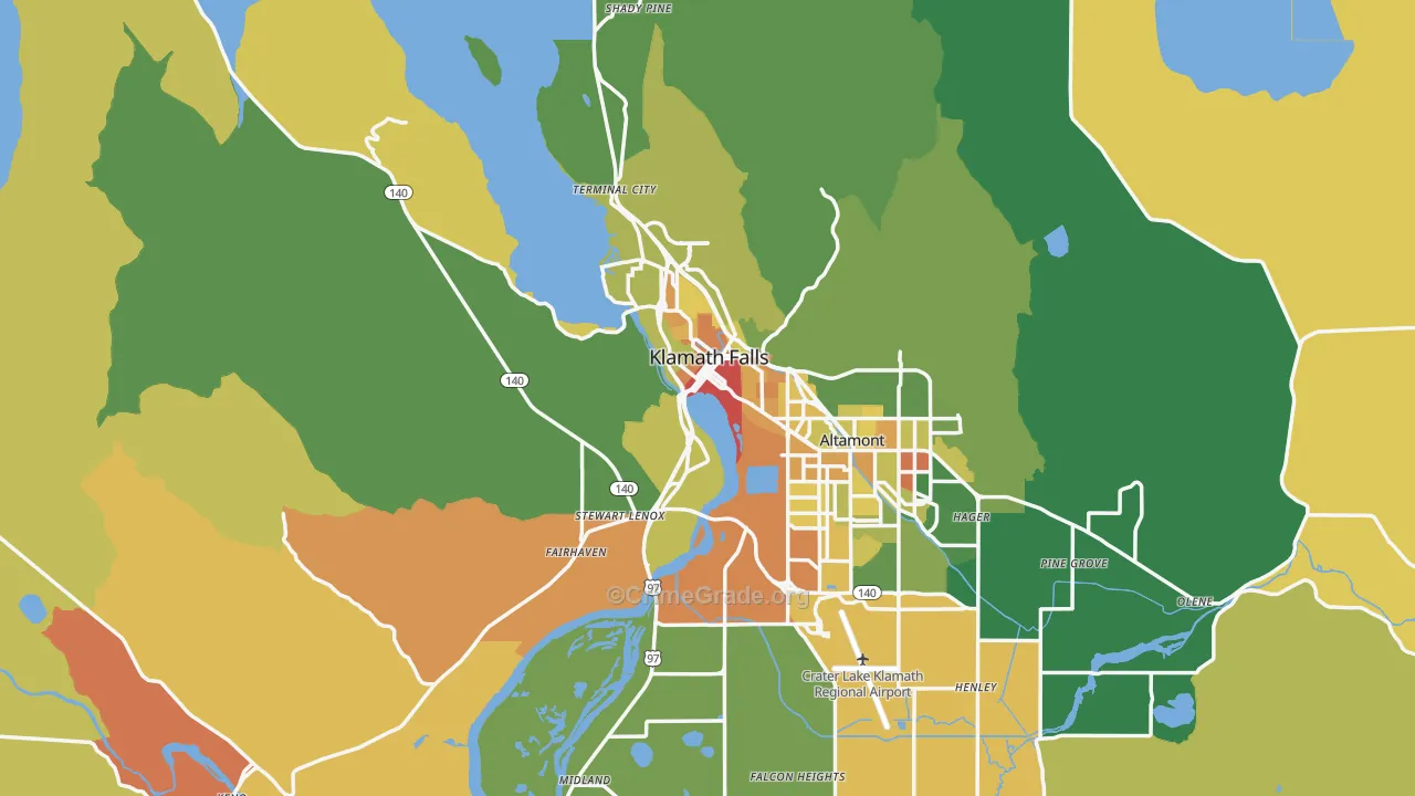 Klamath Falls, OR Map of Murder Rates