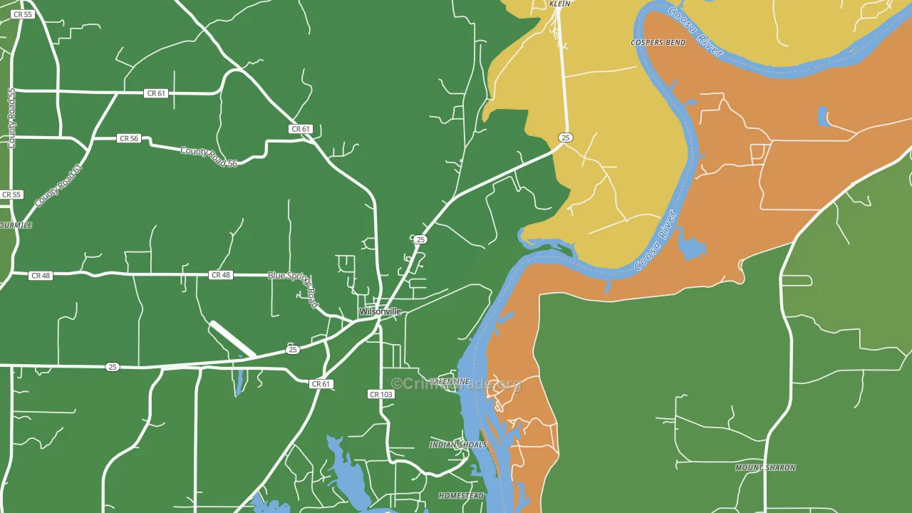 Klein, AL Map of Murder Rates
