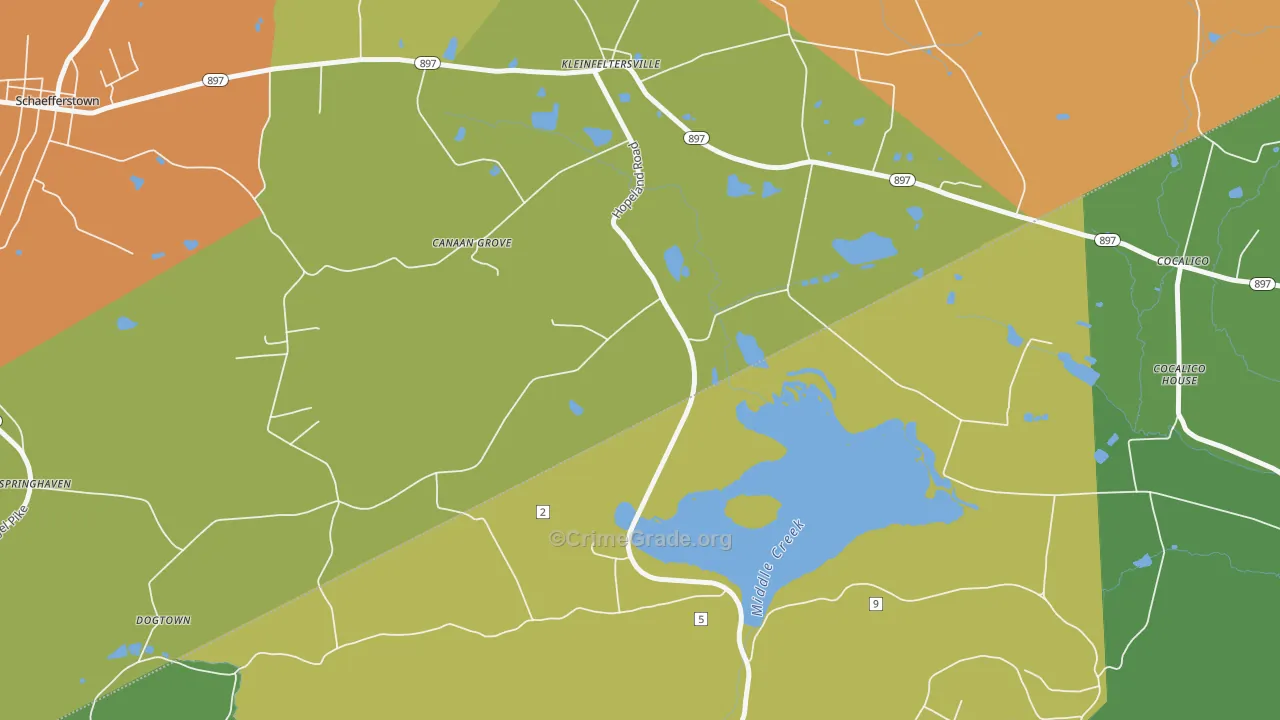 Kleinfeltersville, PA Map of Murder Rates