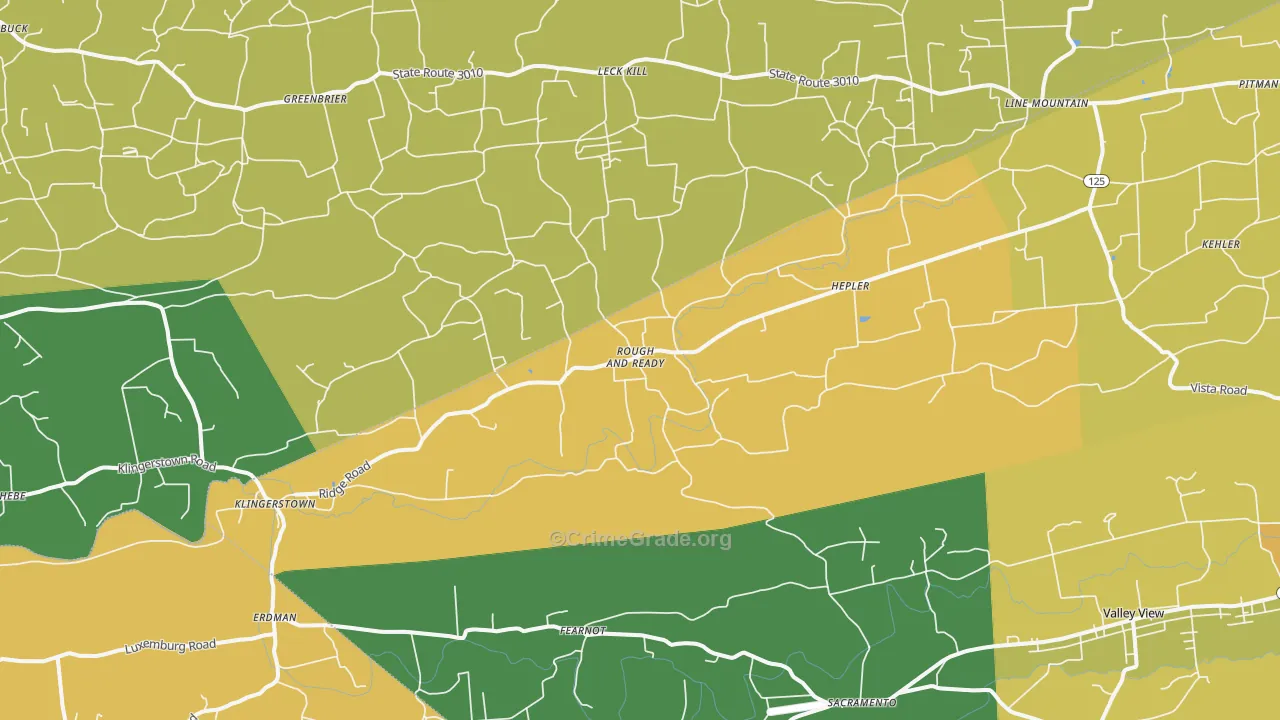 Klingerstown, PA Map of Murder Rates