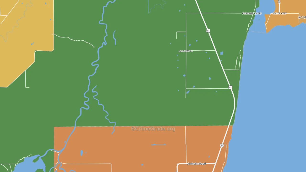 Klingville, MI Map of Murder Rates