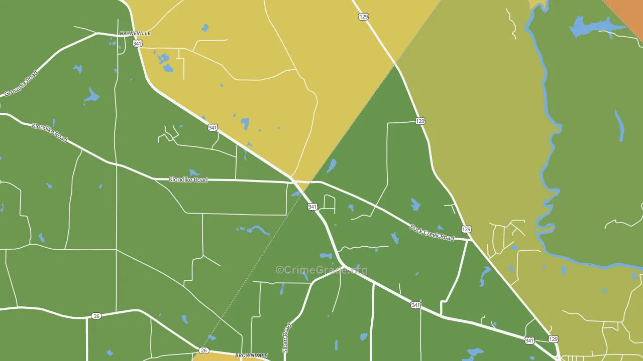 Klondike, GA Map of Murder Rates