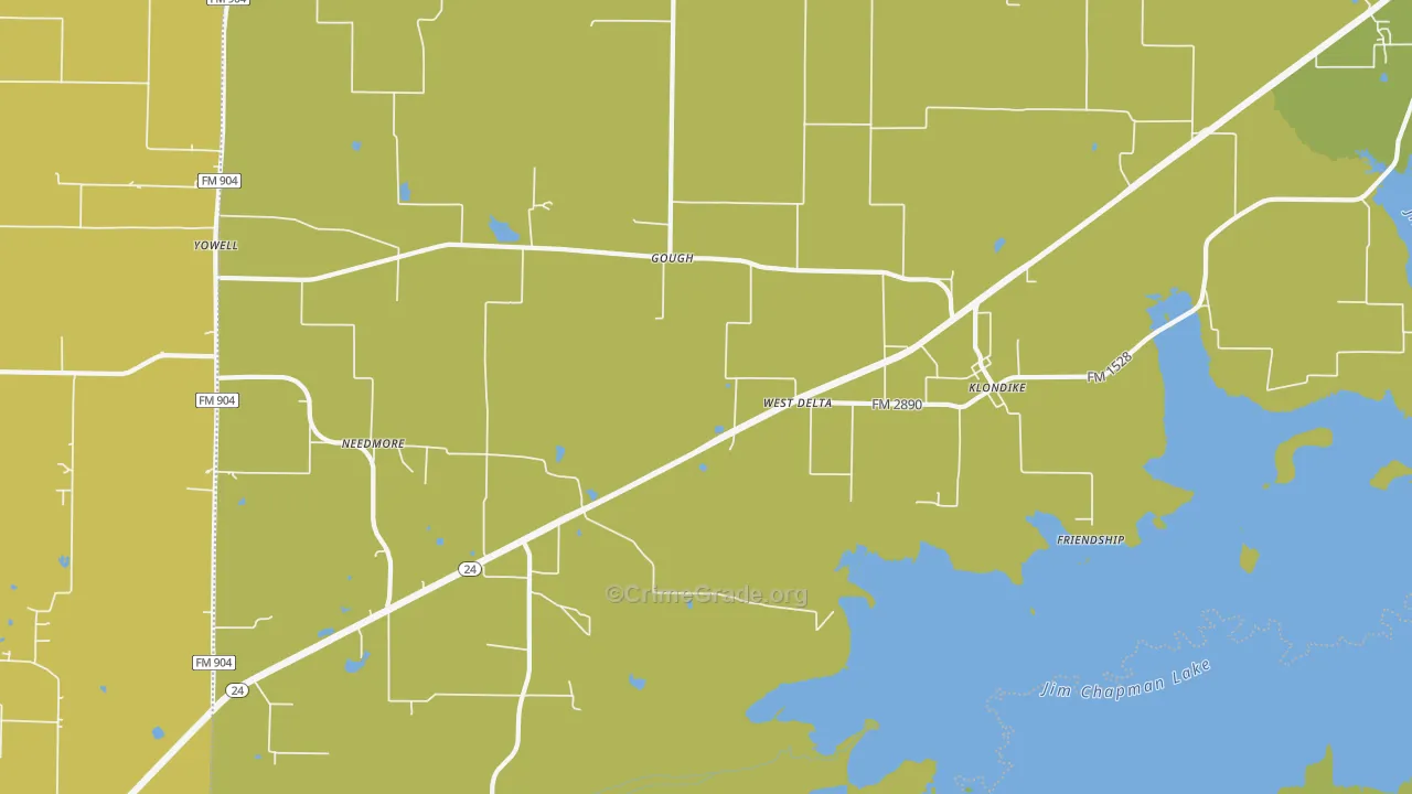 Klondike, TX Map of Murder Rates