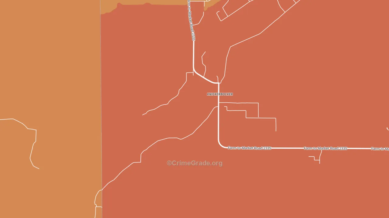 Knickerbocker, TX Map of Murder Rates