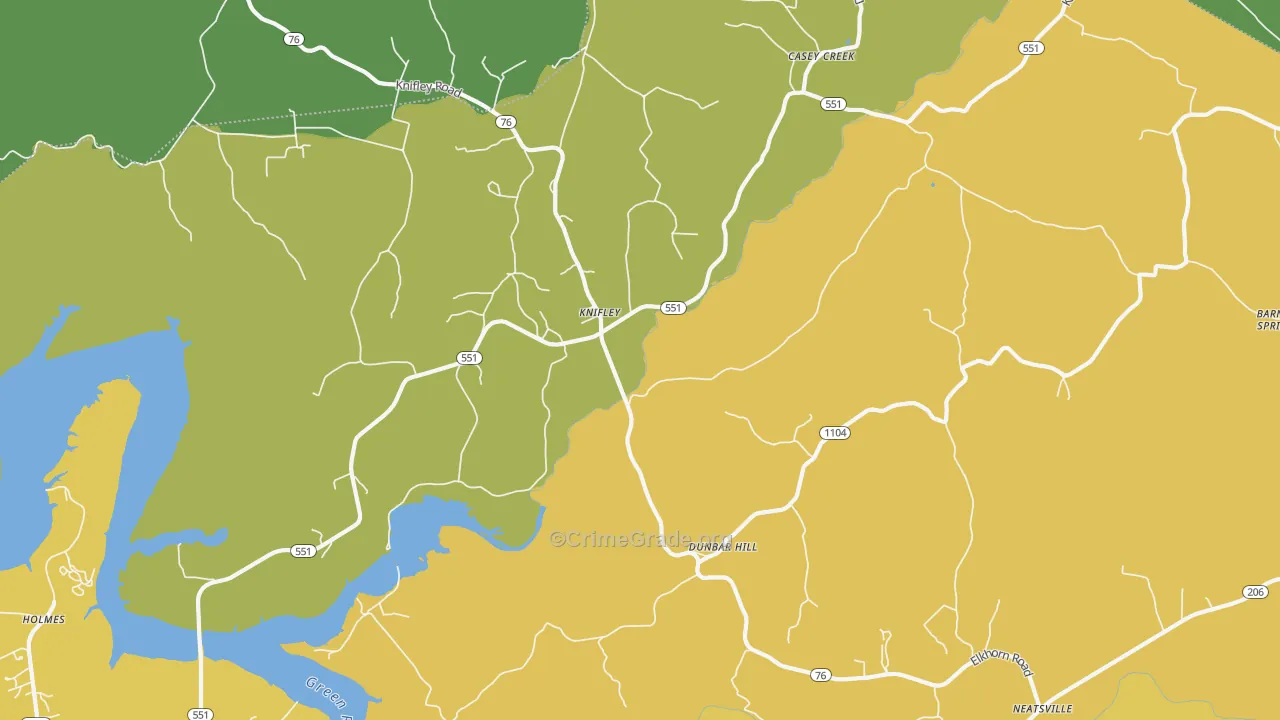 Knifley, KY Map of Murder Rates
