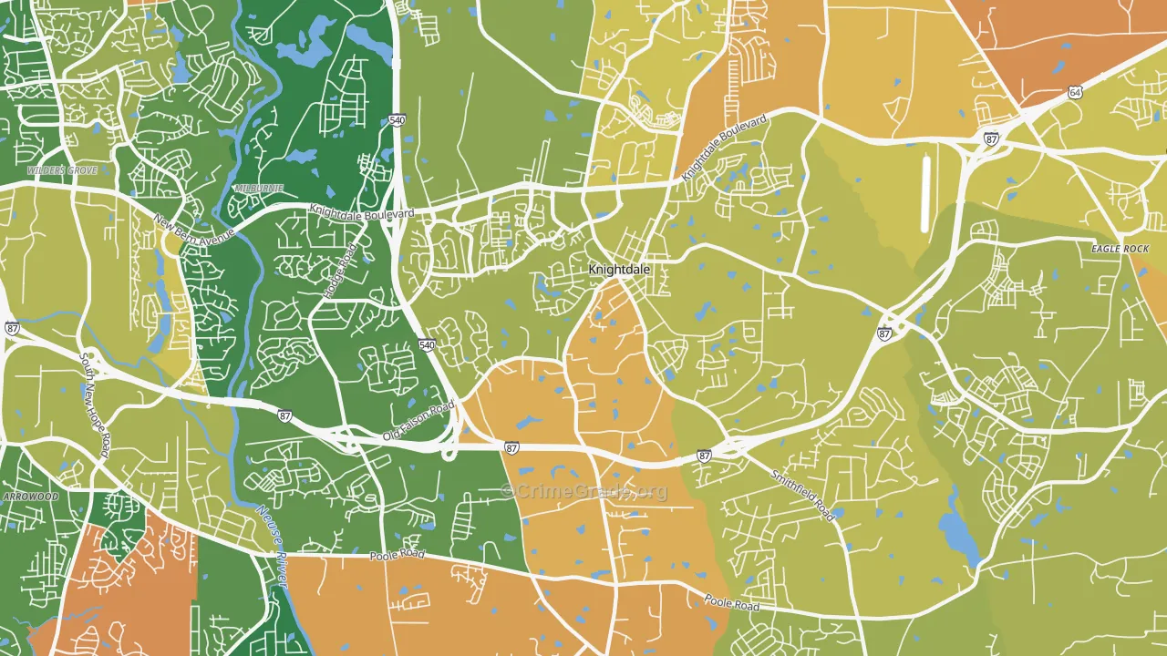 Knightdale, NC Map of Murder Rates